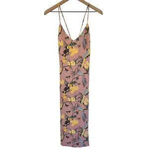 Reformation Pink Tropical Floral Slip Midi Dress Size S NWOT